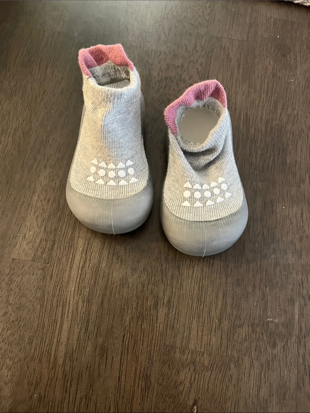 Kids Grey Sock-Style walking Shoes